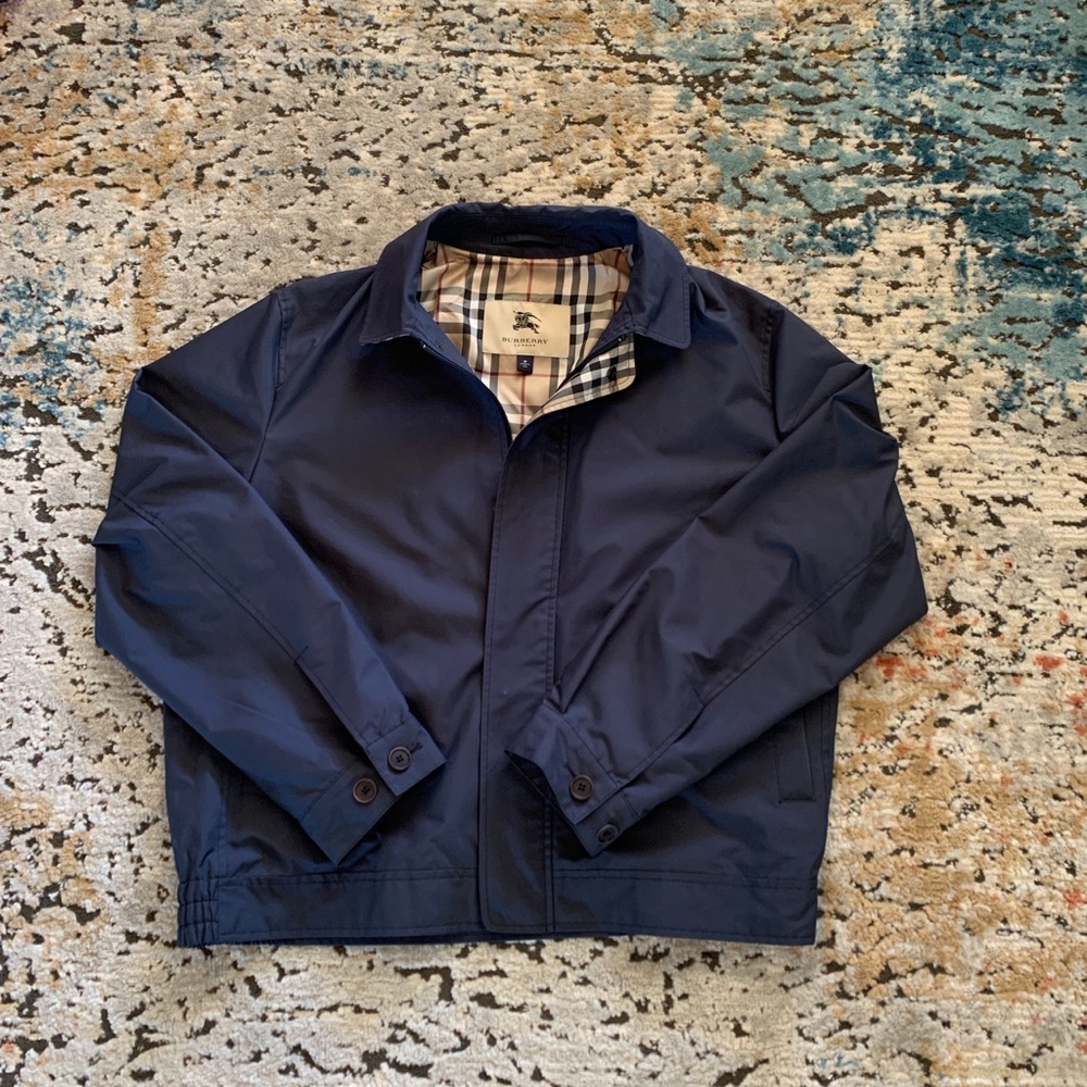 Burberry Mens Jacket Navy Blue Made in USA Size Medium